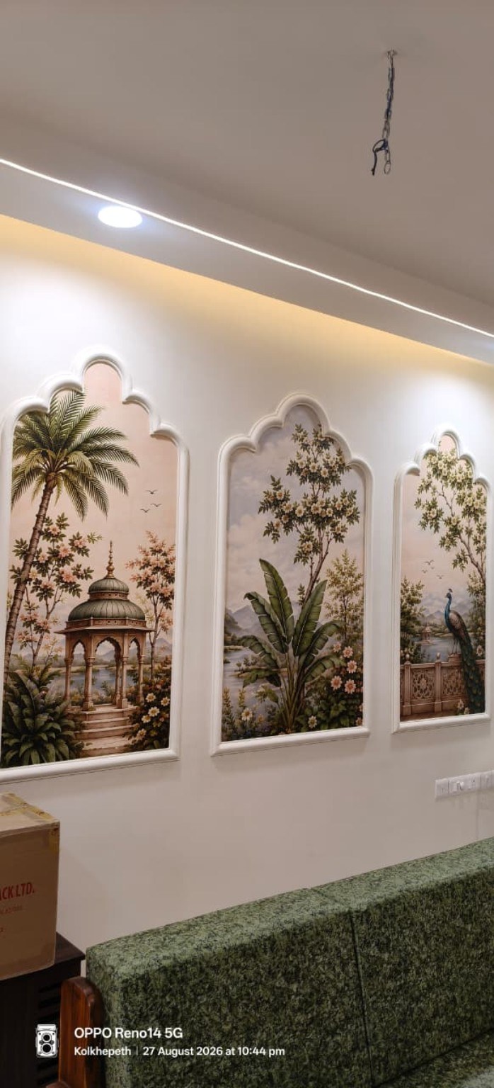 Decorative arched botanical wall panels