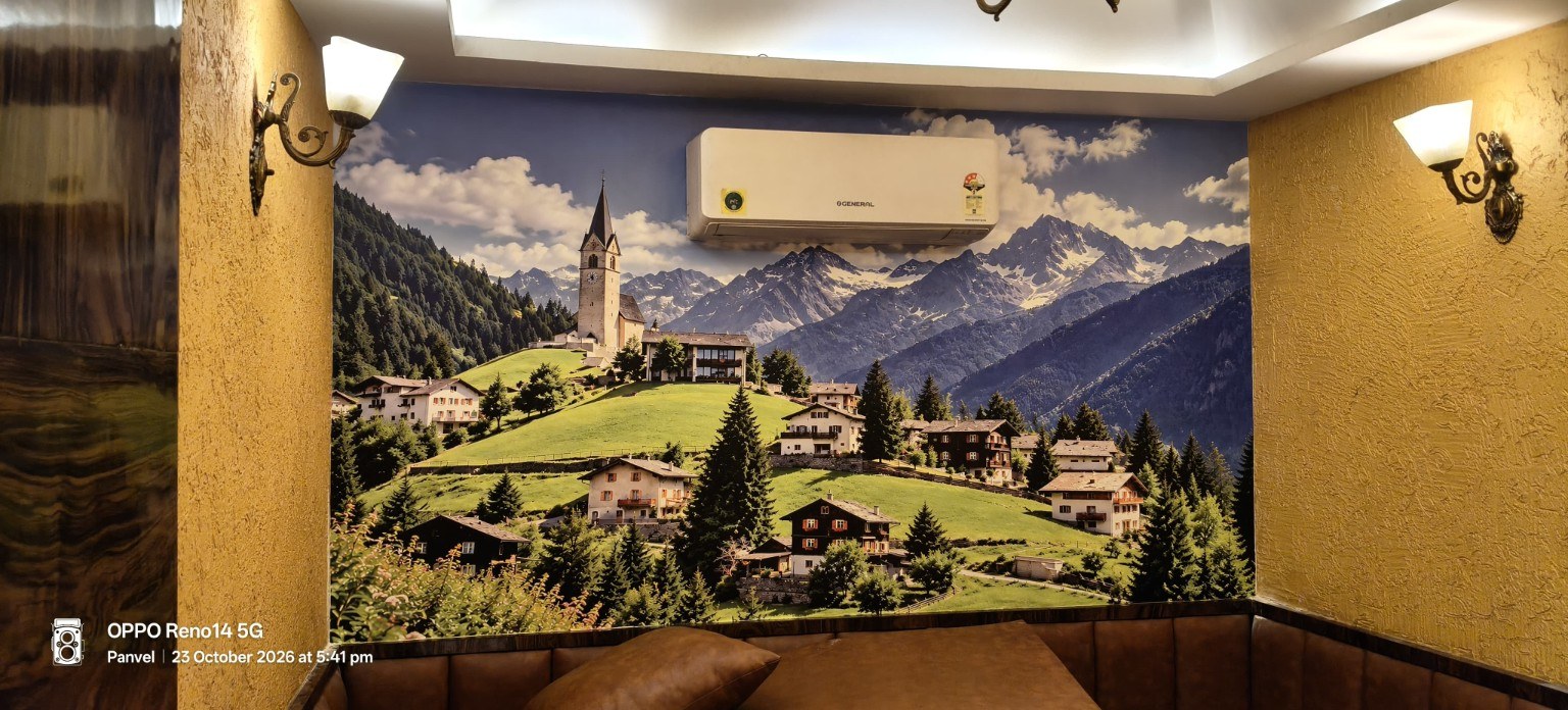 Alpine mountain landscape mural wallpaper